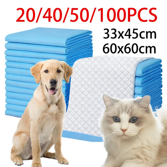 the PET PADS - 100/50/40/20PCS Pet Diaper Super Absorbent Disposable Dog Training Pee Pads, Quick Dry Clean Cushion, Cats/Dogs Supplies