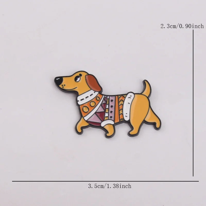 Cute Sausage Dog Emblem Brooch