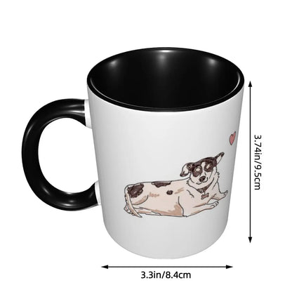 Cute Jack Russell, Sweet Simple Dog Design Mug Funny Ceramic Coffee Cups Tea Mugs Milk Cup Drinkware Gifts for Woman Man