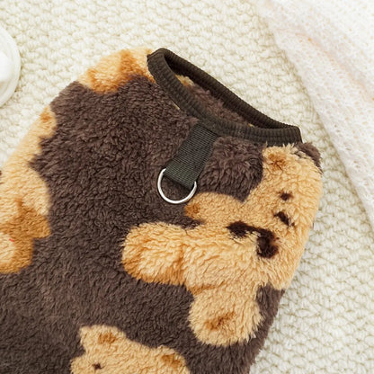 Cute Bear Plush Sweater for Small Dogs,Soft Fluffy Fleece Warm Puppy Pajamas Fuzzy Sleepwear Coat for Yorkie Chihuahua XS-XXL