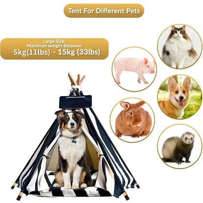 the TINY TEE-PEE - Pet Tent Dog/Cat Nest, Washable Doghouse Cat Tent, Semi Enclosed Insulated Cat/Doghouse, Foldable Dog/Cat Villa with Cushion and Blackboard