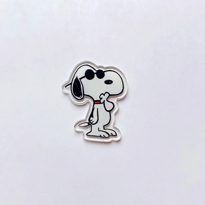 9 Pcs Snoopy Cool Cartoon Acrylic Pin Set Cute Dog Brooch Peanuts Gift for Students Fans Collectors Fashion Bag Accessory
