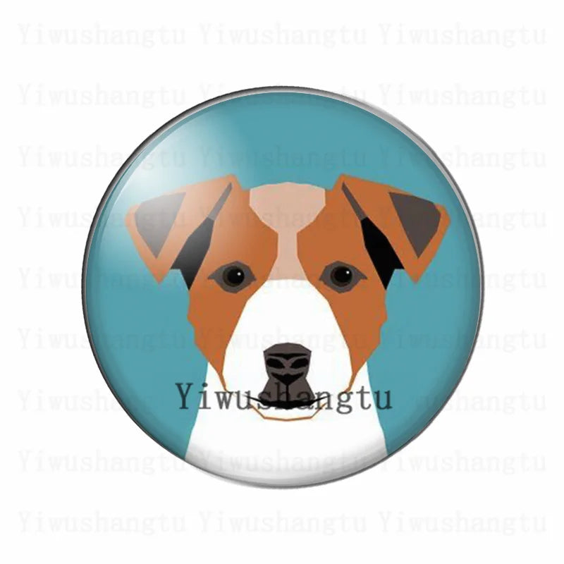 Lovely dog's head painting animal 12mm/20mm/25mm/30mm Round photo glass cabochon demo flat back Making findings