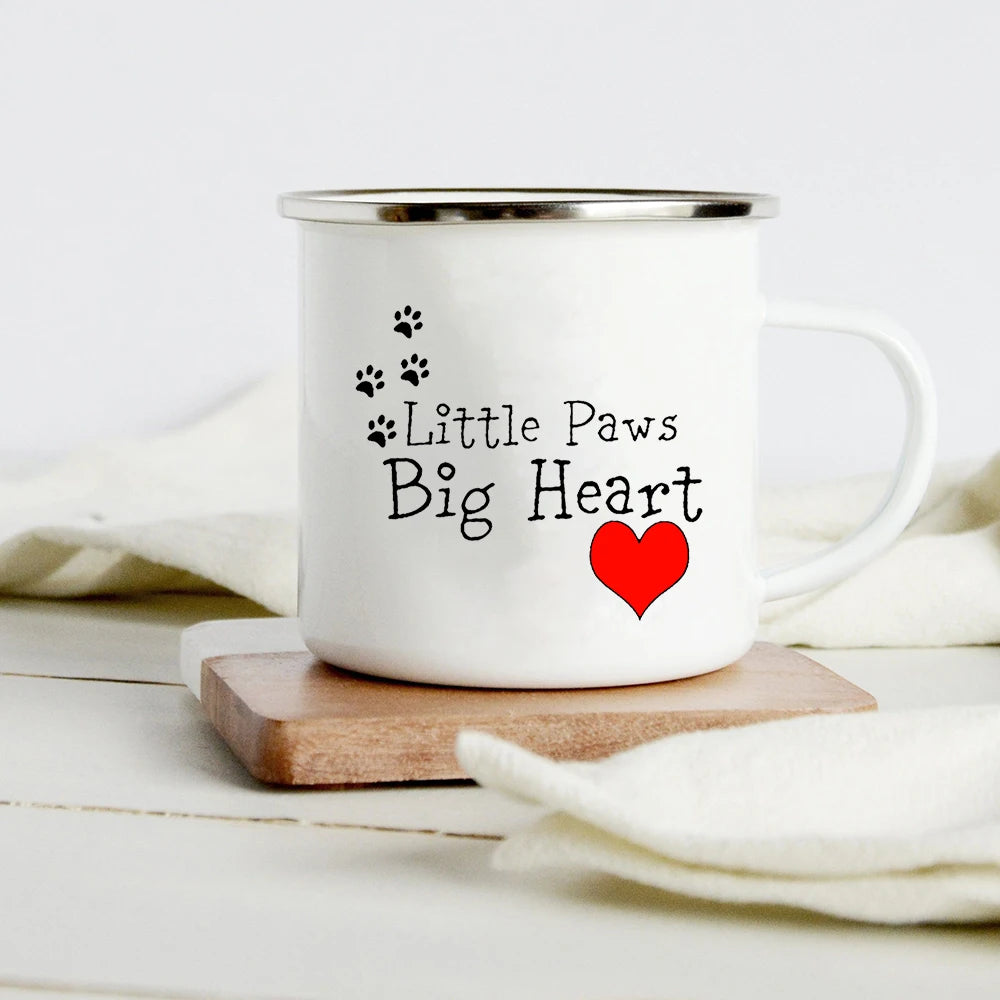 Peace Love Dogs Print Creative Enamel Coffee Mugs Cartoon Dachshunds Dog Paw Party Beer Juice Milk Cups Friend Birthday Gifts