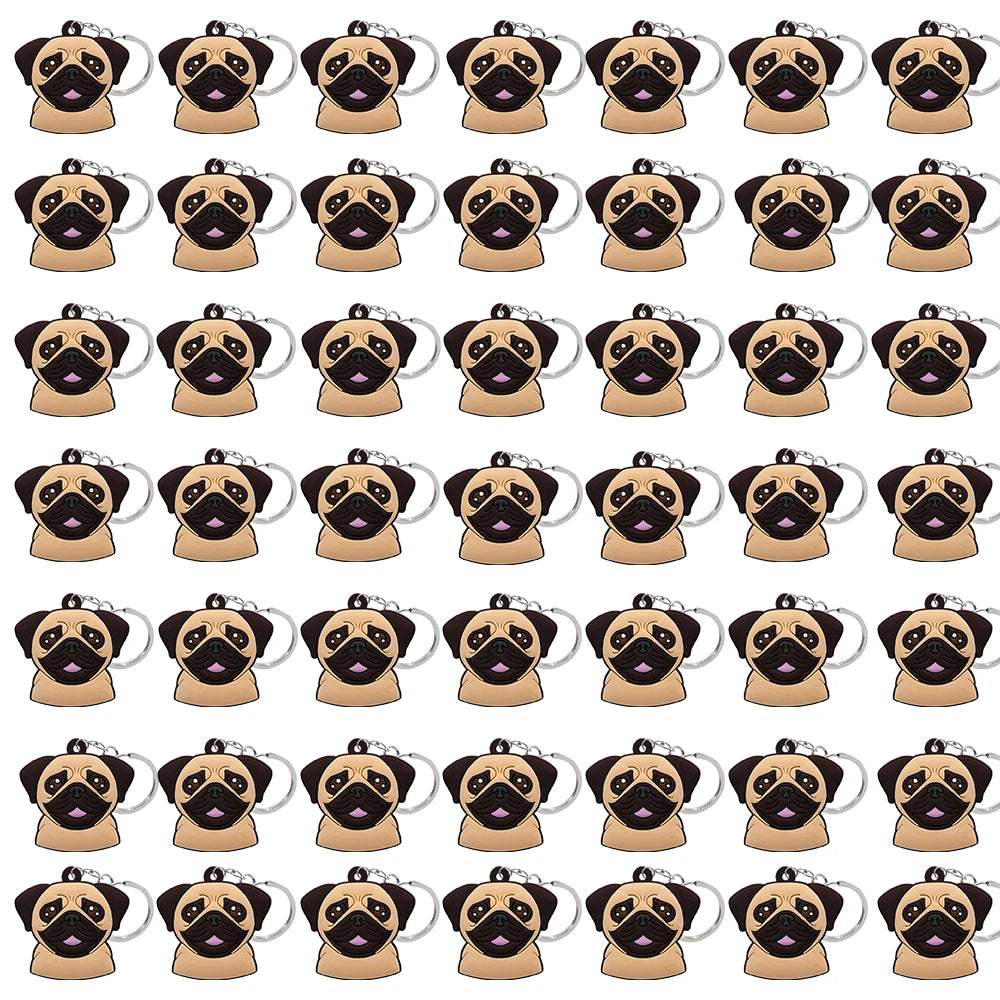 50PCS Cute Animal Keychain knife Ducks Dogs Cats Keyring for Women Men Kids Handbag Cool Car Key Accessories Friends Key Gifts