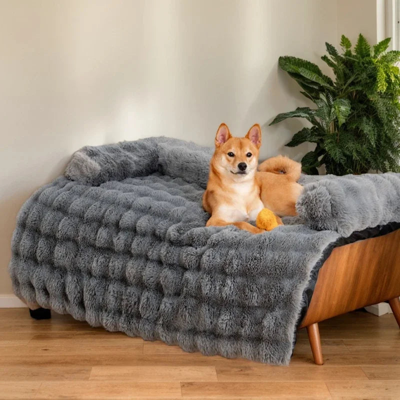 Fluffy Plush Pet Dog Bed Sofa For Large Dogs House Mat Kennel Winter Warm Cat Bed Pad Washable Dog Cushion Blanket Sofa Cover