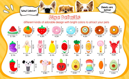 50PCS/Pack Dog Squeaky Toys Bulk, Plush Dog Toys for Small Medium Dog, Cute Stuffed Pets Squeaky Toys Dog Puppy Birthday