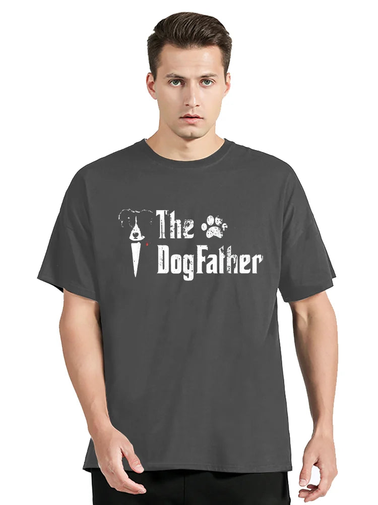 the DOG FATHER - Funny the Dogfather Border Collie Dog Dad T-Shirt, Father's Day, Graphic Streetwear Short Sleeve, Birthday Gift Summer T-Shirt