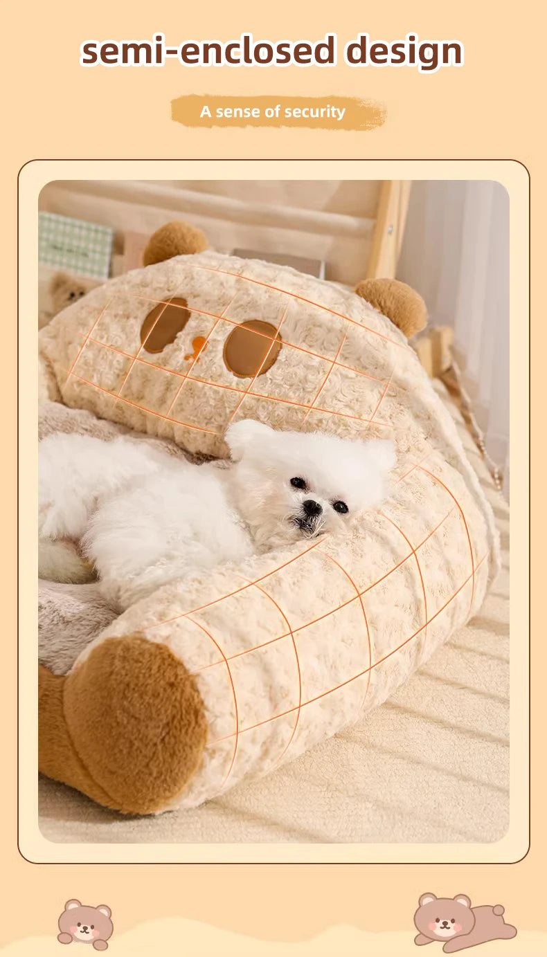 HOOPET Modern Plush Pet Kennel Sofa,Thick Plush Dog Kennel,Cat Kennel,Comfortable Warm Pet Sleeping Bed,Luxury Pet Home