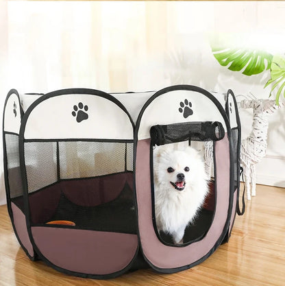 Folding Pet Tent Dog House Camping Accessories Pet Cage Octagonal Cage Fence Outdoor Playpen Puppy Shelter