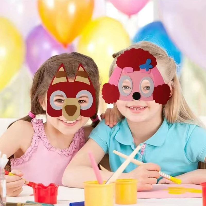 the CARTOON DOG BIRTHDAY - Blue Dog Theme Birthday Party, Cartoon Bluey Birthday Party Decoration Tablecloth Balloon Cake Stand Masks Tableware Kid Supplies