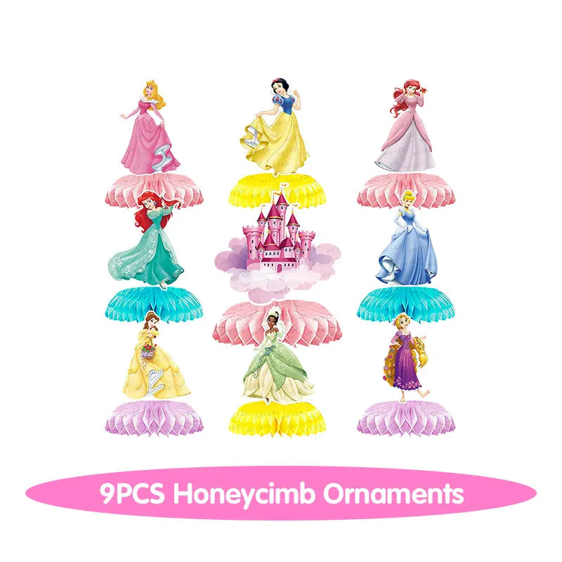 Disney Princess Birthday Decoration Tableware Paper Cups Plates Balloons Tablecloth Backdrop Banner Party Supplies For Baby Kids