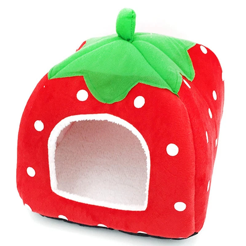 the DOGGY BERRY - Dog/Cat Soft Foldable Portable Strawberry House, Winter Autumn Dog/Puppy/Kitten Warm Bed Tent, Pet Supplies, Cute Cat/Dog Cave Nest