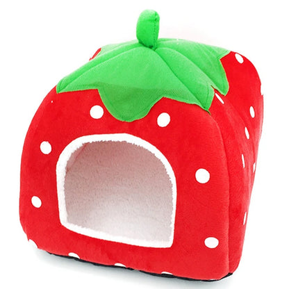 the DOGGY BERRY - Dog/Cat Soft Foldable Portable Strawberry House, Winter Autumn Dog/Puppy/Kitten Warm Bed Tent, Pet Supplies, Cute Cat/Dog Cave Nest