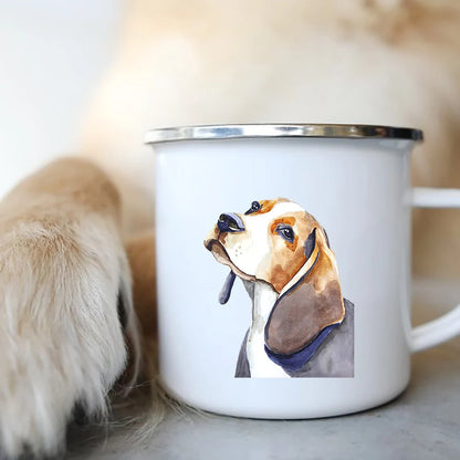 Original Mugs Coffee Cups to Sublimate Cute Dog Printed Enamel Coffee Tea Mugs Office Home Party Beer Drink Cola Cups Travel Cup