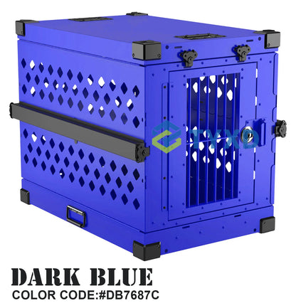 the ALUMINUM DOG CRATE - Impact Strong German Shepherd XL/Large Aluminum Collapsible Dog Travel Crate, Extra Large Folding Animal Cage