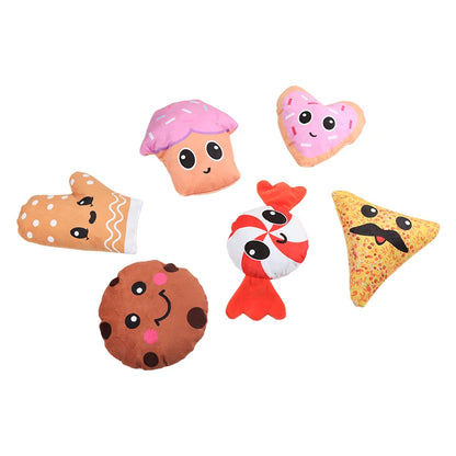 Afternoon tea dessert series sound plush dog toys containing loud paper tape BB called interactive play pet supplies