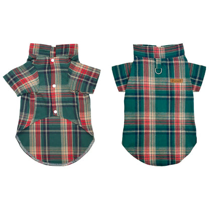 British Style Cat Dog Shirt Spring Summer Pet Clothes with D-ring for Small Dogs Cats Shiba Inu Corgi Puppy Clothing Outfits