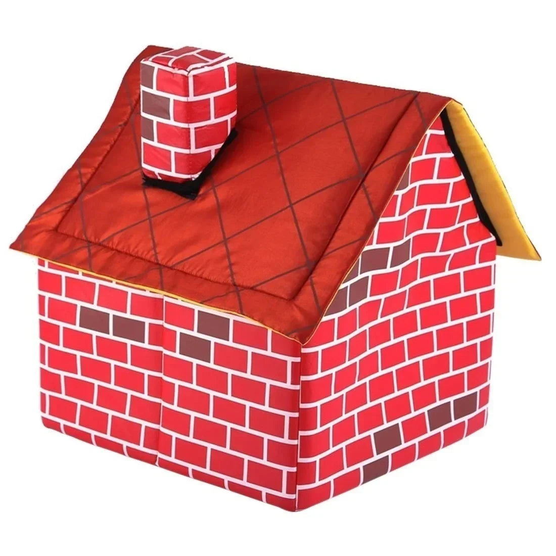 Foldable Kennel Small Dog Cat Kennel Warm and Comfortable Portable Brick Wall Style Pet Dog House Cat Bed