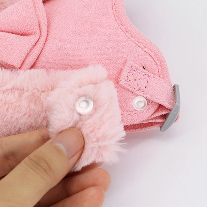 the SPARKLEPAW DIAMOND HARNESS - Warm Winter Dog Harness and Leash Set, Cute Bowknot Pet Fur Vest, Pets/Puppy Clothes Vest, Small Dog Clothing, French Bulldog