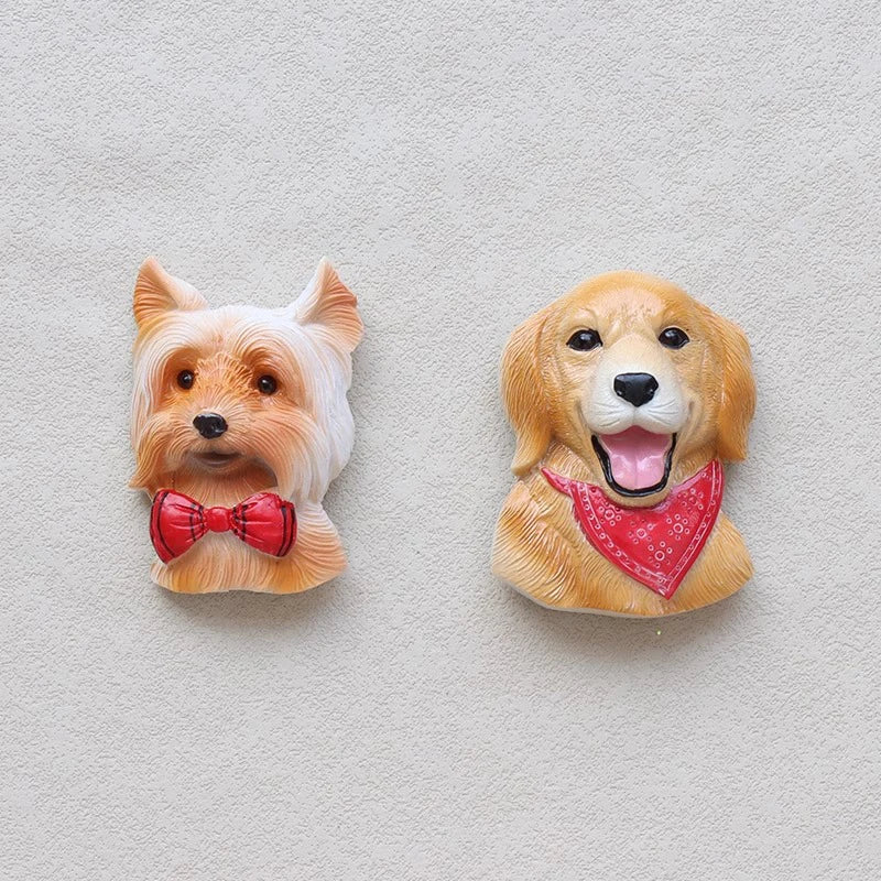 3D pet dog resin magnetic refrigerator sticker simulation corgi,Yorkshire,Golden Retriever,Magnetic sticker home decoration