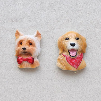 3D pet dog resin magnetic refrigerator sticker simulation corgi,Yorkshire,Golden Retriever,Magnetic sticker home decoration