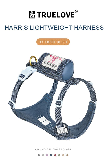 the TWEEDTREK HARNESS SET - Truelove Pet Harness Leash Set, Harris Tweed Fabric, No Pull Dog Vest Harness for Walking/Training, Adjustable, Easy Control