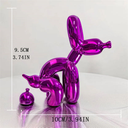 Cute Balloon Dog Puppy Poop Statue Resin Animal Sculpture Home Decor Resin Craft Office Decor