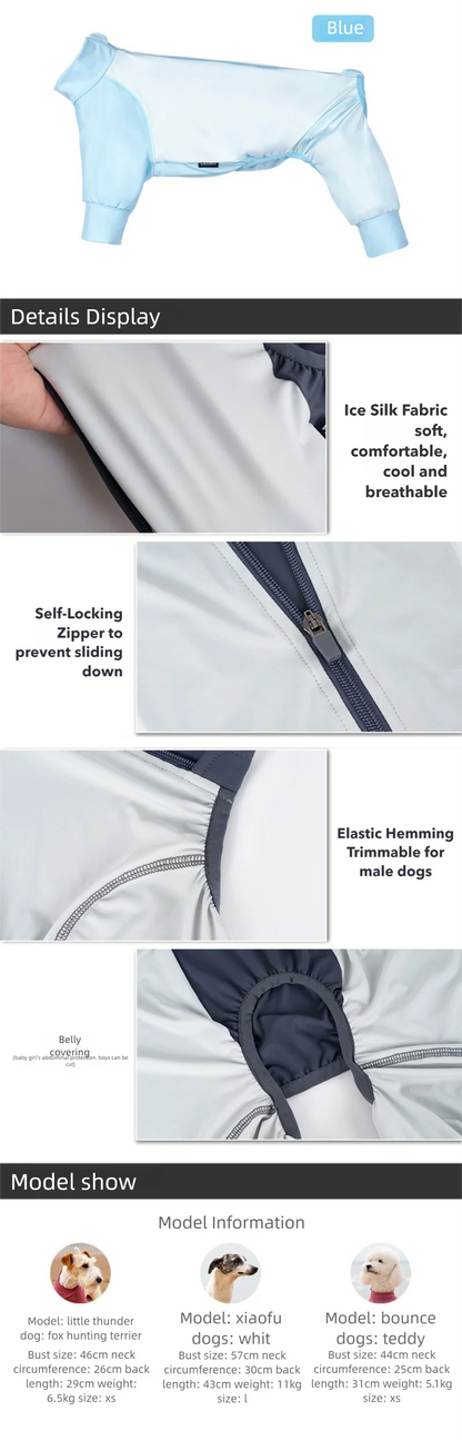 Summer Cooling Dog Vest Shirt UPF50+ Sun Protection Dog Jumpsuit Fast Drying Dirt-Proof Dog Clothing Soft Summer Outdoor Overall
