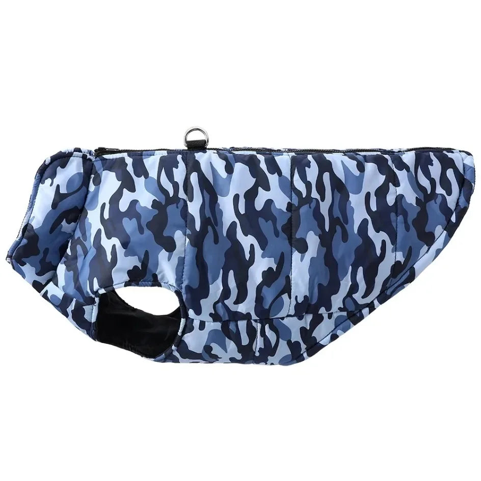 Winter Warm Big Dog Clothes Camouflage Sleeveless Pet Vest Jacket Windproof Large Dog Coat Zipper D-ring 4XL-6XL Puppy Outfits