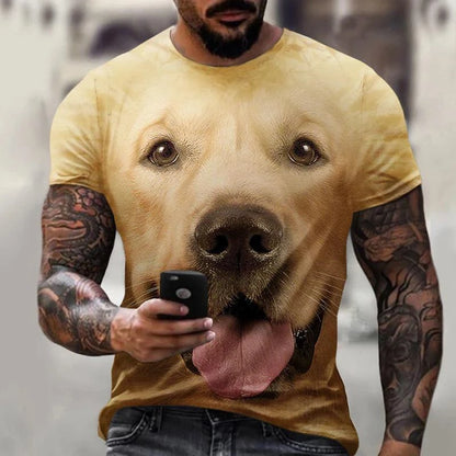 the DOG DAD - Cute Dog Face Graphics T-Shirts, Summer Fashion Short Sleeve Funny 3D Animals Printed T-Shirts, Men's Casual Loose Harajuku Tees