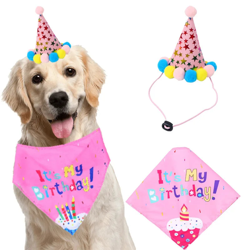 Pet Birthday Party Set Balloon Bandana Hat Bowtie Slogan Supplies for Celebrating Dog Products Supplies All for Pets Cats Party