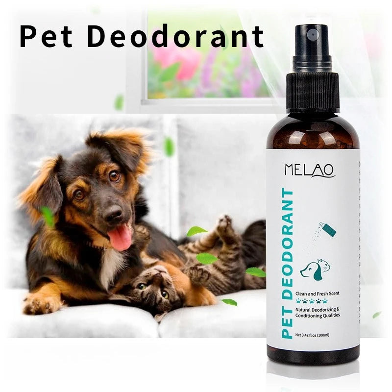 the PET DEODORANT - Natural Pet Deodorizing Spray for Cats/Dogs, Long Lasting Fragrance, Odor Eliminator, Safe Gentle Formula for Home Pet Care