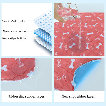 Waterproof Dog Pet Diaper Mat Reusable 3 Layer Absorbent Dog Bed Cat Diaper Pad Bone Paw Print Seat Cover Mat for Sofa Bed Floor