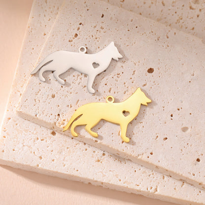 5 pieces/batch Cute Sausage Dog Wolf Pendant Stainless Steel DIY Earrings Bracelet Jewelry Fashion Jewelry Making