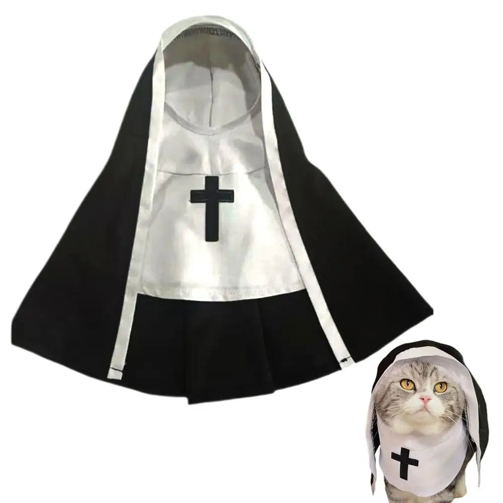 Three-Dimensional Modeling Nun Style Headwear Dress Up Cosplay Pet Costume Set Halloween Dog Transform Clothes