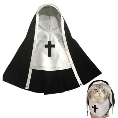 Three-Dimensional Modeling Nun Style Headwear Dress Up Cosplay Pet Costume Set Halloween Dog Transform Clothes
