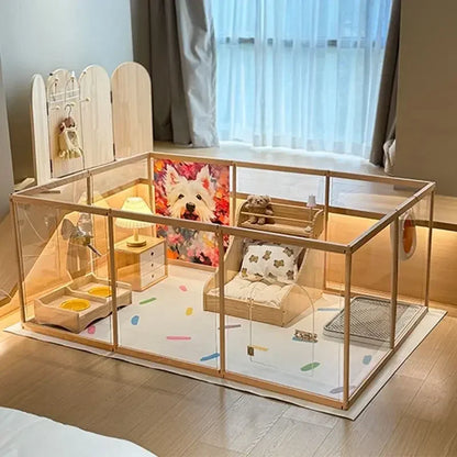 Pet pen dog cage Indoor villa for small and medium-sized dogs with fence and isolation gate in domestic kennel