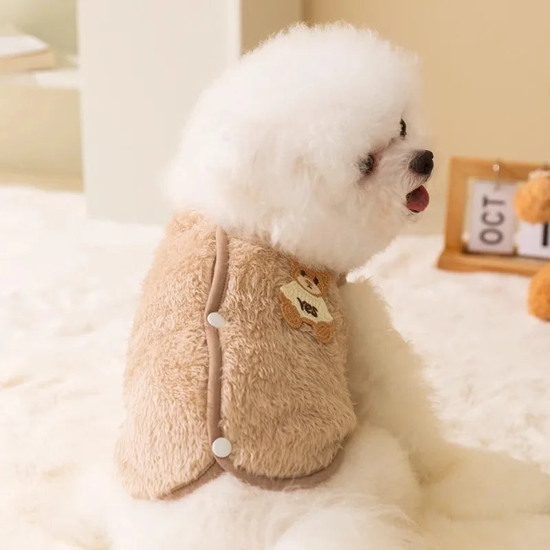 Fleece Dog Coat Puppy Winter Clothes Thin Cardigan Vest Chihuahua Bichon Costume Plush Warm Dog Coat Jacket Luxury Dog Clothing