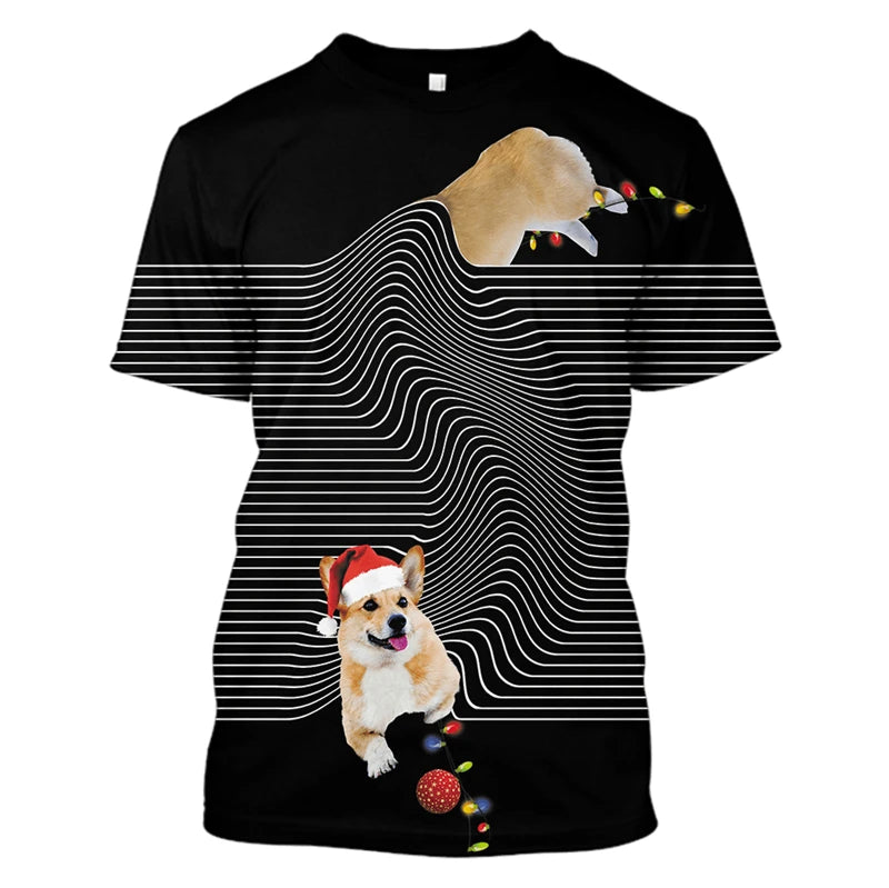 the AMERICAN DOG - Fashion 3D Dog Pet Print Men's T Shirt Casual O-neck Loose Short Sleeve Tops Fashion Trend Summer Oversized T-shirt Men Clothing