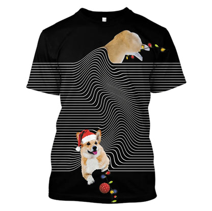 the AMERICAN DOG - Fashion 3D Dog Pet Print Men's T Shirt Casual O-neck Loose Short Sleeve Tops Fashion Trend Summer Oversized T-shirt Men Clothing