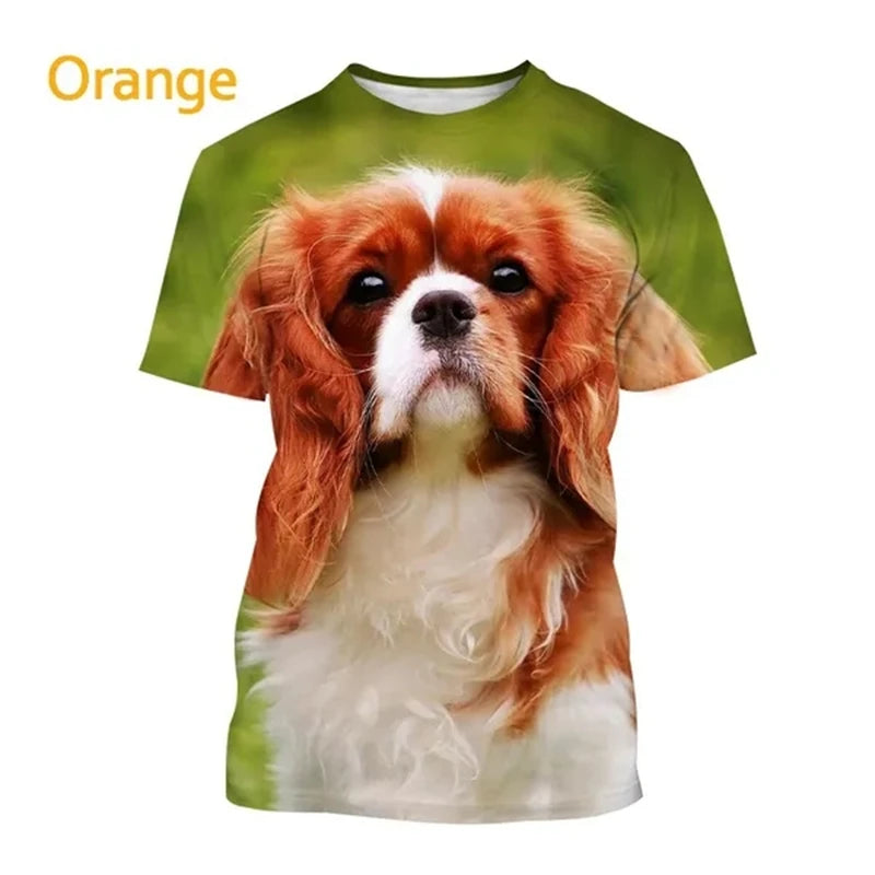 the COOL CAVALIER - Beautiful Cavalier Dog 3D Printed T-Shirt, King Charles Spaniel Fashion, Men/Women's Personality Hip Hop Casual T-Shirt Tees Tops