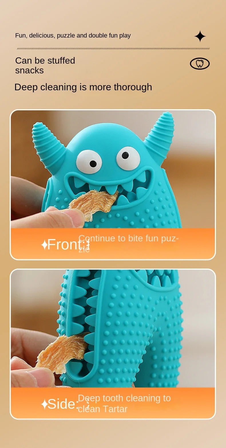 Dog Molar Toy Food Grade Silicone BPA Cute Little Monster Dog Tooth Cleaning Interactive Bite Resistant Sound Toy Pet Supplies