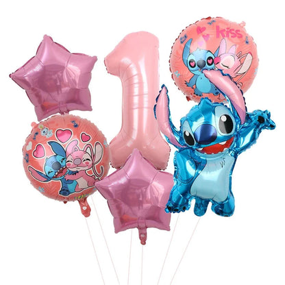 Disney Lilo Stitch Birthday Party Decoration Kids Stitch Theme Tableware Set Angel Balloons Happy Banner Supplies For Girl Favor