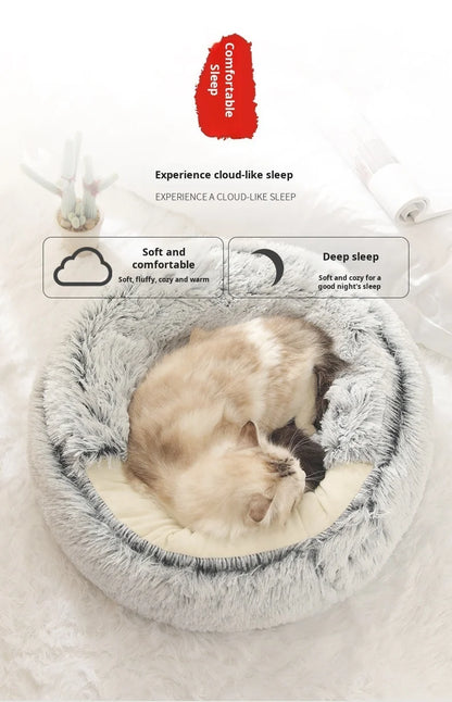 Cat Litter Crystal Plush Dog Kennel Plush Pet Kennel Shipping Deep Sleep Half Pack Warm Vacuum Round