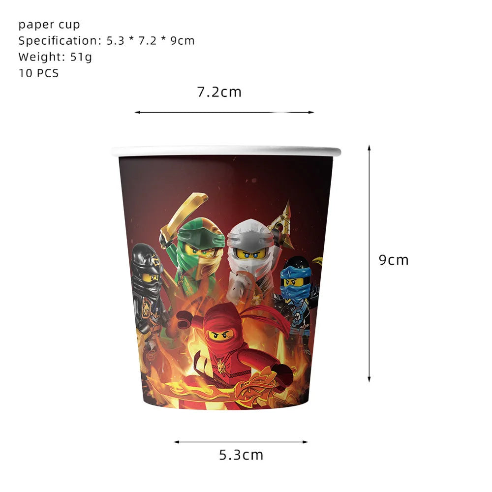 New Cartoon Ninjas Theme Birthday Party Decoration Plates Cups Disposable Tableware Banner Balloon For Kid Event Supplies