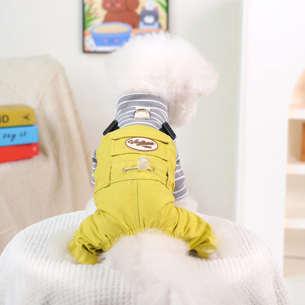 Pet Puppy Dog Clothes Casual Fashion Overalls Spring and Autumn Comfortable Onesie Dog Clothing Tooling Olive