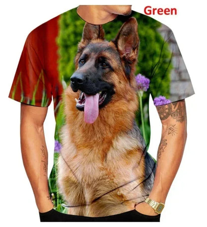 the GERMAN SHEPHERD ALPHA DAD - Men Summer New Fashion, Unisex Funny 3D Printed Dog T-Shirt, Cute German Shepherd 3D Customizable Printed T-Shirts