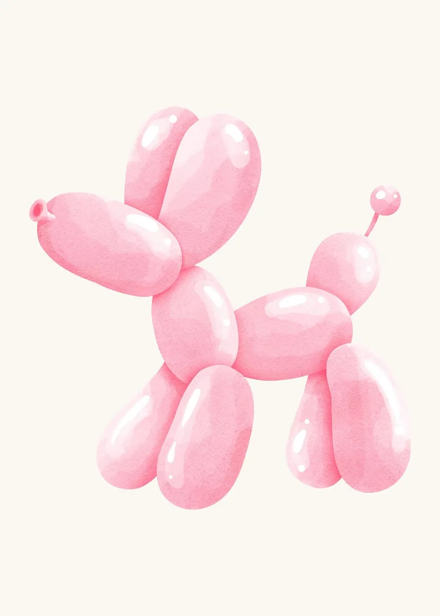 Pink Balloon Dog Posters and Prints Canvas Painting Modern Funny Wall Art Picture for Preppy Bedroom Teens Dorm Room Decor Gift
