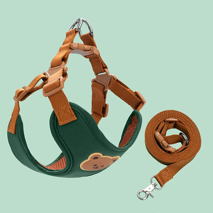 the BEARHUG HARNESS SET - Pet Dog Harness Leash Set, Small/Medium Dog/Cat Vest, Breathable Puppy Chest Strap, French Bulldog, Chihuahua Harness, Pet Supplies